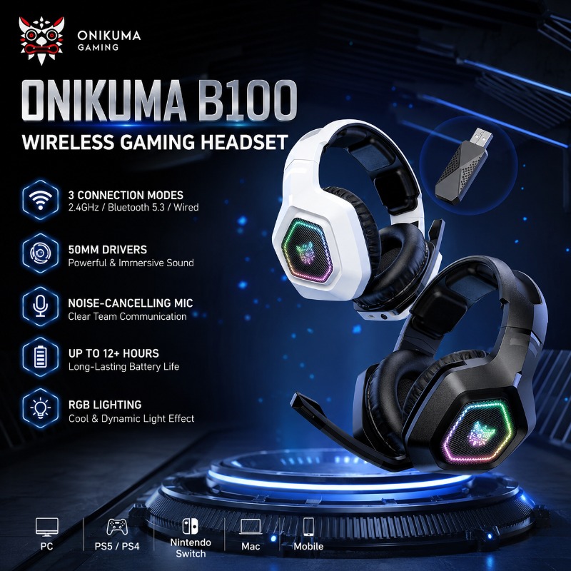 Gaming Console In Amazon - ONIKUMA B100 Kablosuz Oyun Kulaklığı 2.4GHz