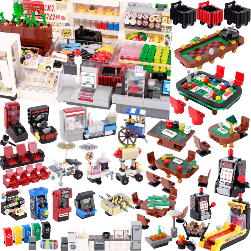 Gaming Console Lego - Şehir Sokak Görünümü Sahne Yapı Taşları